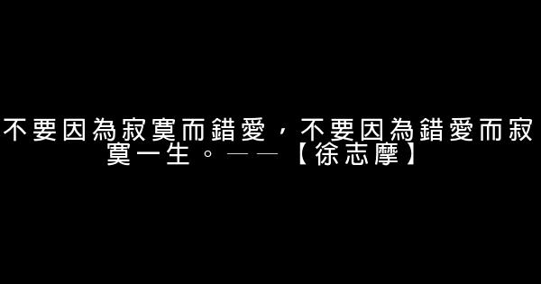 不要因為寂寞而錯愛，不要因為錯愛而寂寞一生。——【徐志摩】 1