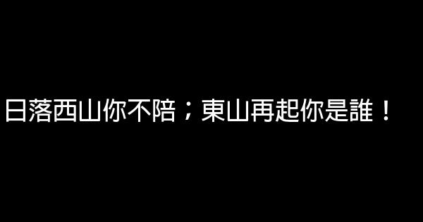 日落西山你不陪；東山再起你是誰！ 0 (0)