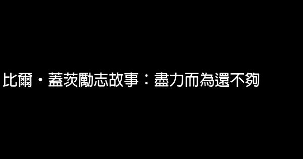 比爾·蓋茨勵志故事：盡力而為還不夠 0 (0)