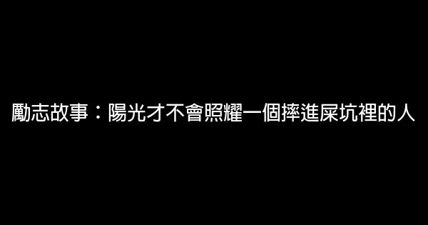 勵志故事：陽光才不會照耀一個摔進屎坑裡的人 0 (0)