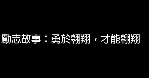 勵志故事：勇於翱翔，才能翱翔 1