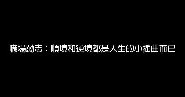 職場勵志：順境和逆境都是人生的小插曲而已 0 (0)