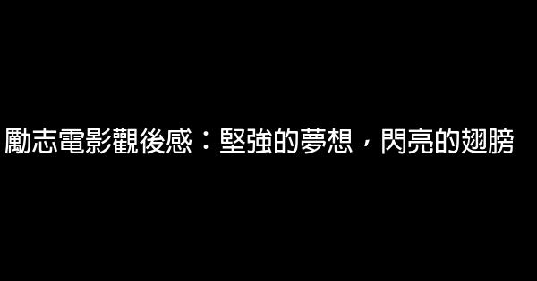 勵志電影觀後感：堅強的夢想，閃亮的翅膀 0 (0)