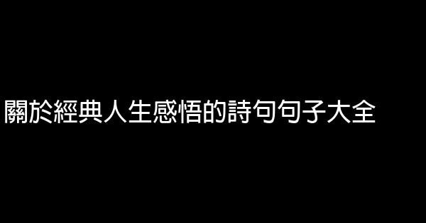 關於經典人生感悟的詩句句子大全 1