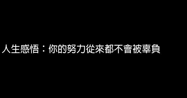 人生感悟：你的努力從來都不會被辜負 1