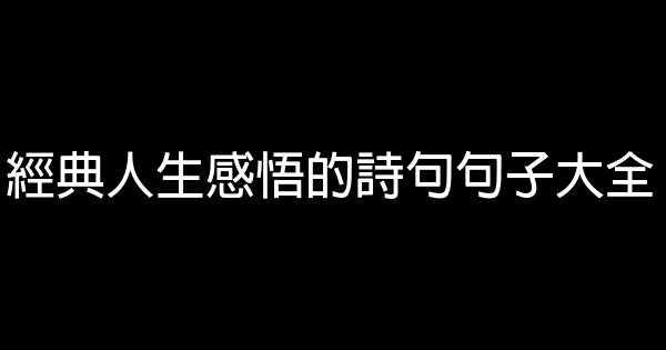 經典人生感悟的詩句句子大全 1