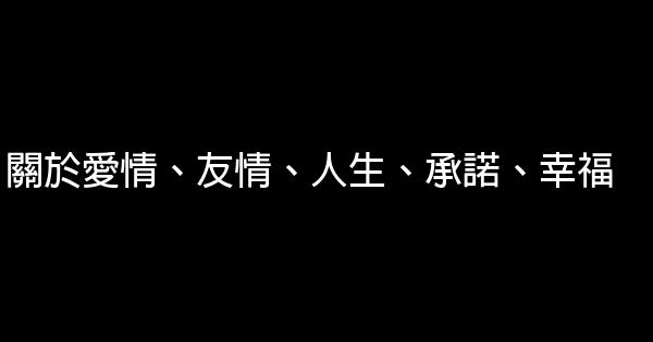 關於愛情、友情、人生、承諾、幸福 1