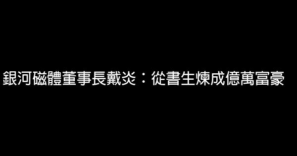 銀河磁體董事長戴炎：從書生煉成億萬富豪 0 (0)