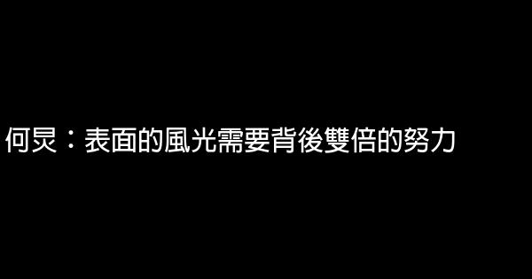 何炅：表面的風光需要背後雙倍的努力 0 (0)