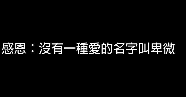 感恩：沒有一種愛的名字叫卑微 1