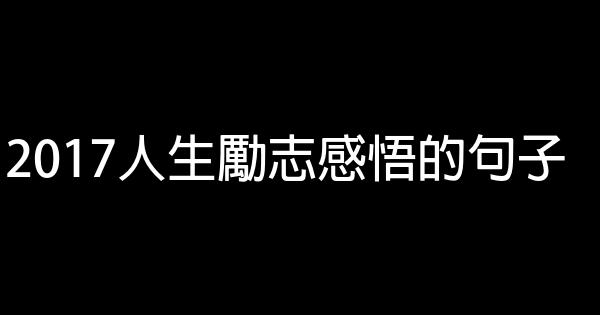 2017人生励志感悟的句子 1