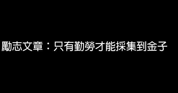 勵志文章：只有勤勞才能採集到金子 0 (0)