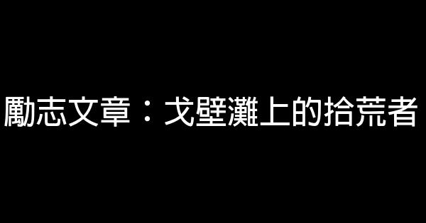 勵志文章：戈壁灘上的拾荒者 0 (0)