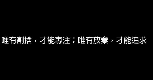 唯有割捨，才能專注；唯有放棄，才能追求 0 (0)