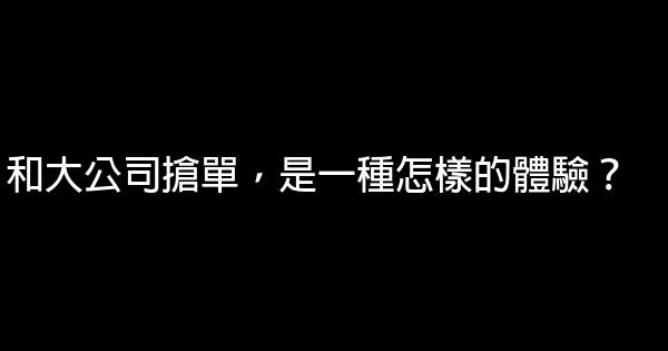 和大公司搶單，是一種怎樣的體驗？ 0 (0)