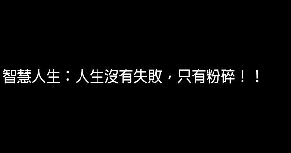 智慧人生：人生沒有失敗，只有粉碎！！ 0 (0)