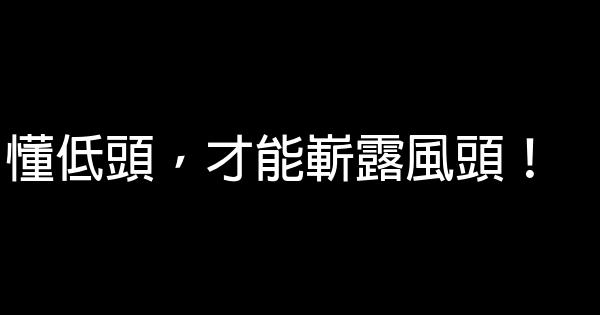 懂低頭，才能嶄露風頭！ 0 (0)