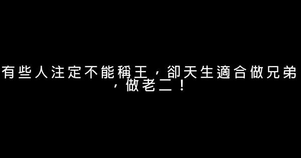 有些人注定不能稱王，卻天生適合做兄弟，做老二！ 0 (0)