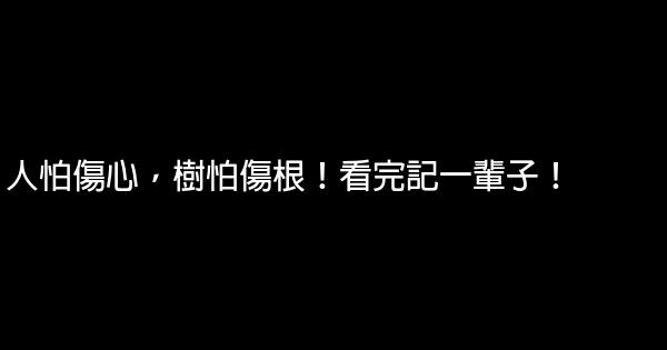 人怕傷心，樹怕傷根！看完記一輩子！ 0 (0)